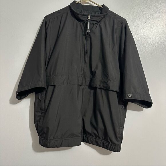 Cutter & Buck Disaronna 1/2 Zip Pullover Short Sleeve Waterproof Black SZ L - Picture 1 of 6